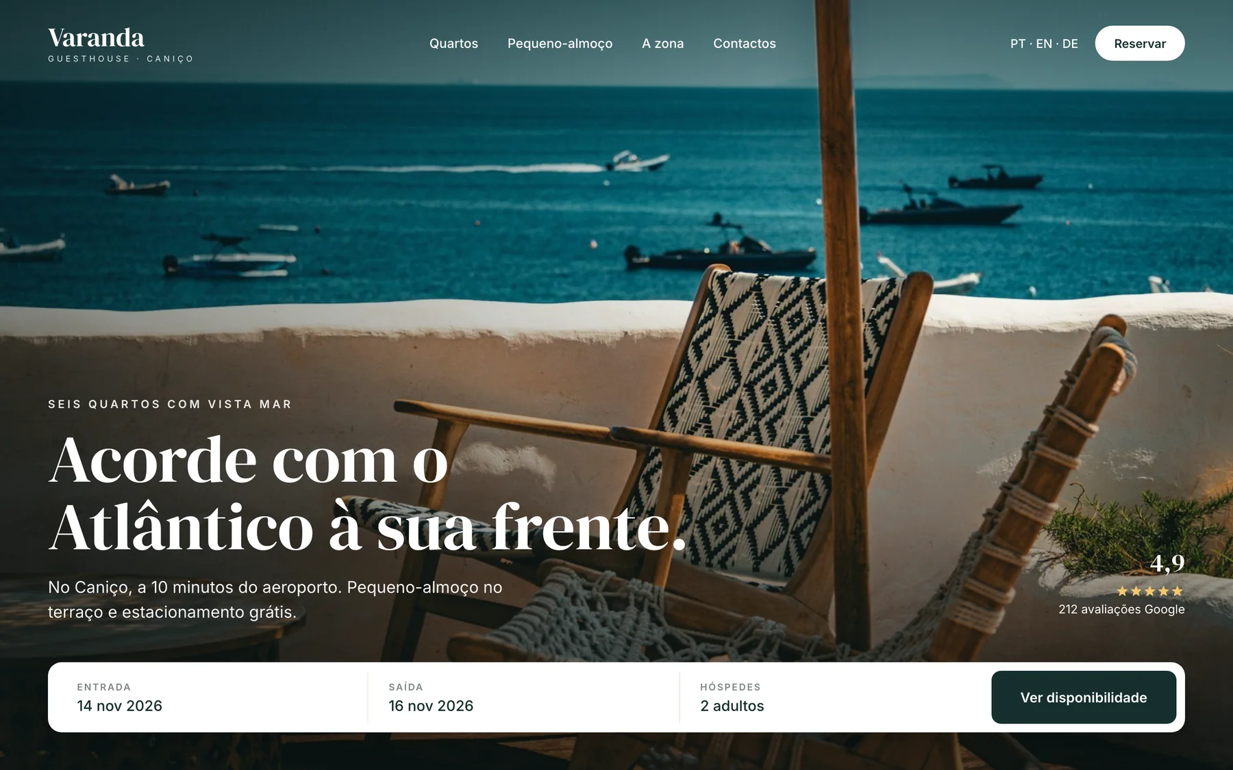 Exemplo ilustrativo: site com reservas